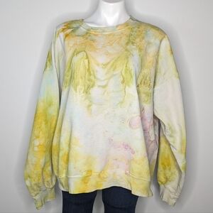 Oscilatey Yellow Green Ice Dye Sweatshirt XL